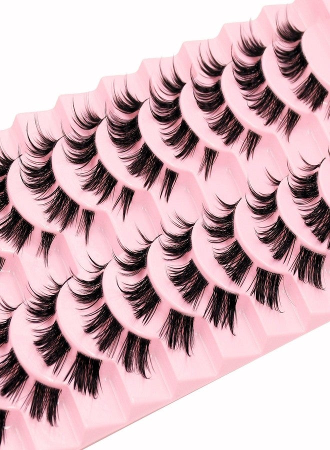 AUGENLI 10 Pairs Mink Lashes Wet Effect Manga Look False Eyelashes Puffy 3D Cat Eye Lashes 16MM Individual Strips Clusters Lashes Extension by AUGENLI（09） - Image 4
